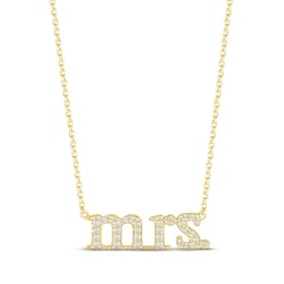 Diamond "Mrs." Necklace 1/15 ct tw Round-cut 10K Yellow Gold 18"