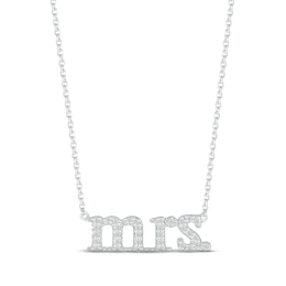 Diamond "Mrs." Necklace 1/15 ct tw Round-cut Sterling Silver 18"