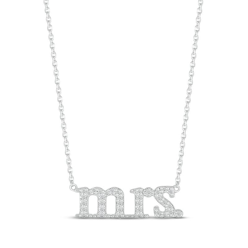 Main Image 1 of Diamond &quot;Mrs.&quot; Necklace 1/15 ct tw Round-cut Sterling Silver 18&quot;