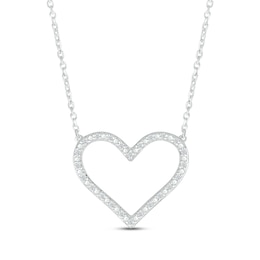 Diamond Heart Necklace 1/15 ct tw Round-cut Sterling Silver 18"