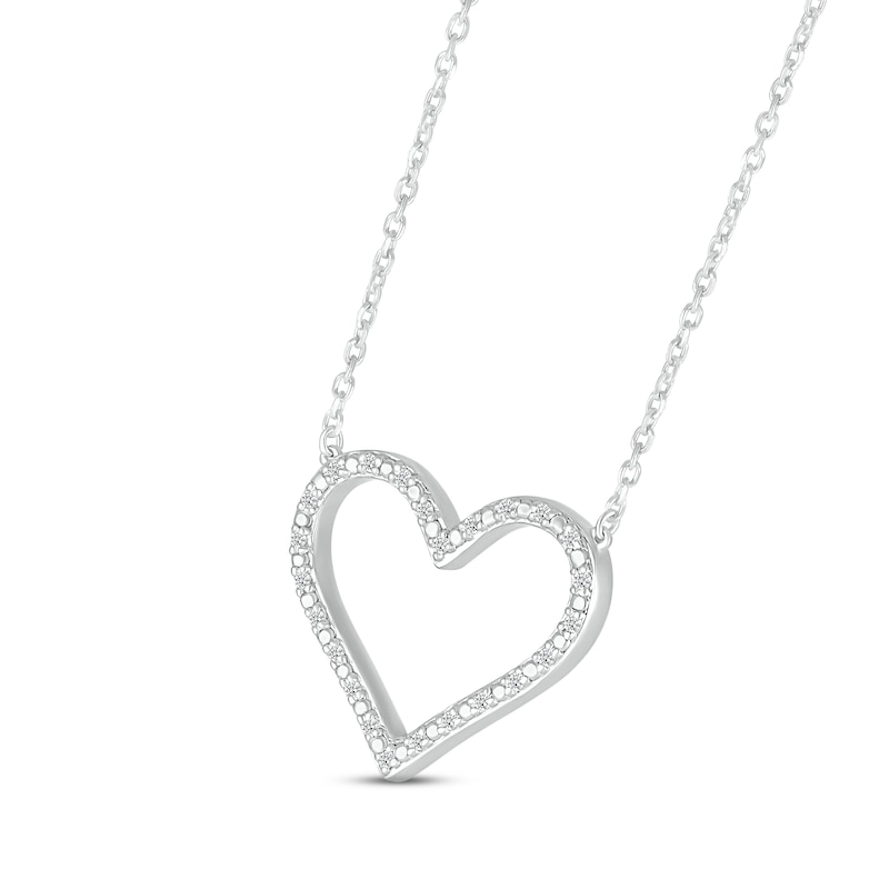 Main Image 2 of Diamond Heart Necklace 1/15 ct tw Round-cut Sterling Silver 18&quot;