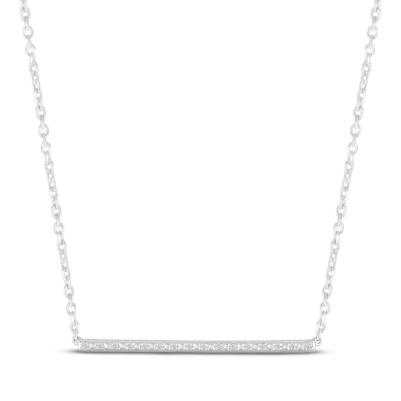 Main Image 1 of Diamond Bar Necklace 1/20 ct tw Round-cut Sterling Silver 18&quot;