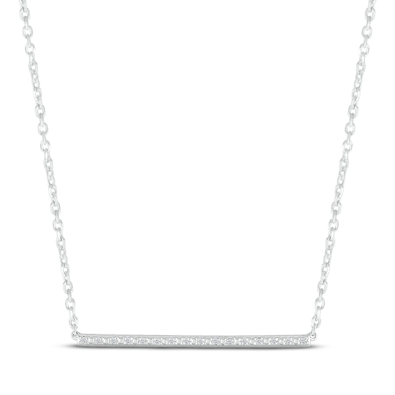 Diamond Bar Necklace 1/20 ct tw Round-cut Sterling Silver 18"