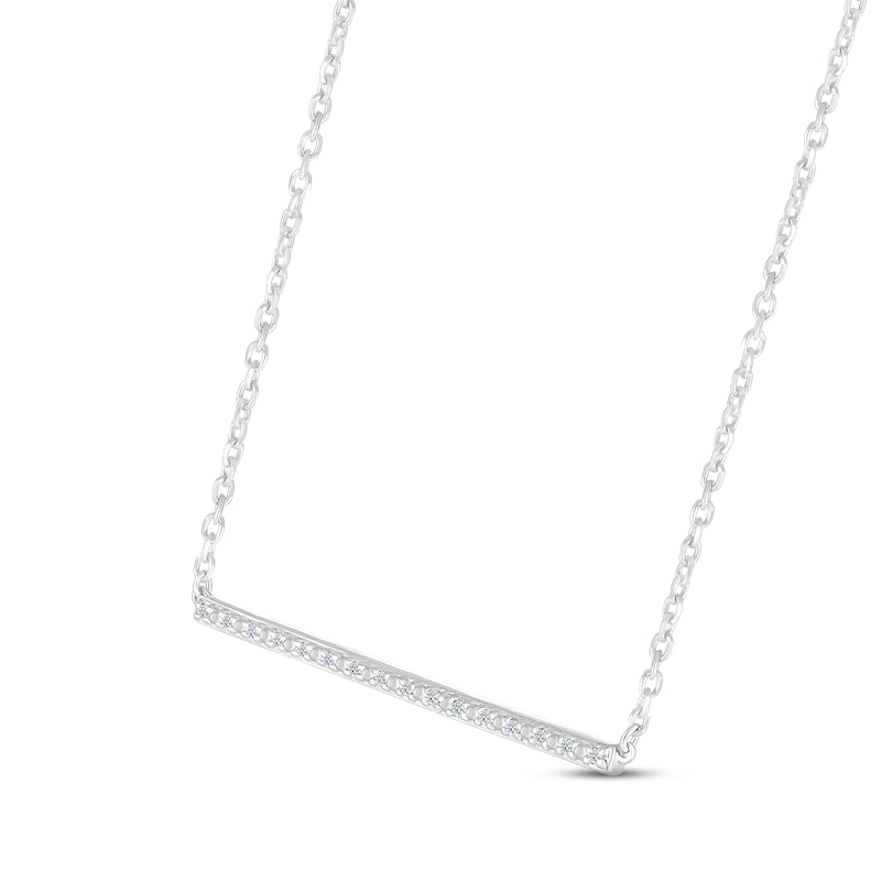 Diamond Bar Necklace 1/20 ct tw Round-cut Sterling Silver 18"