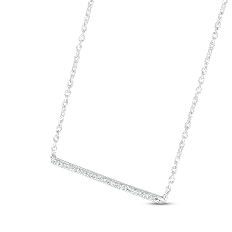 Main Image 2 of Diamond Bar Necklace 1/20 ct tw Round-cut Sterling Silver 18&quot;