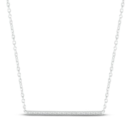 Diamond Bar Necklace 1/20 ct tw Round-cut 10K White Gold 18"