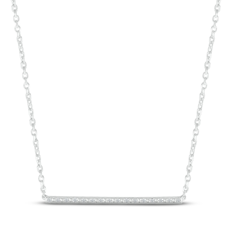 Main Image 1 of Diamond Bar Necklace 1/20 ct tw Round-cut 10K White Gold 18&quot;