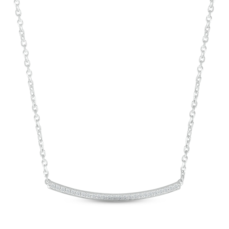 Main Image 1 of Diamond Curved Bar Necklace 1/10 ct tw Round-cut Sterling Silver 18&quot;