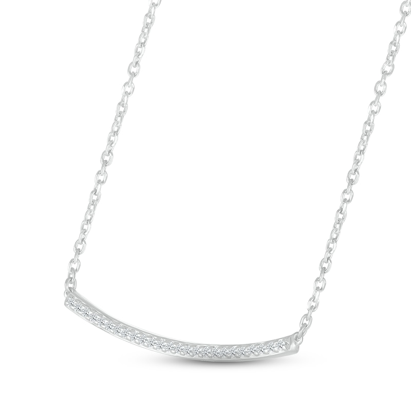 Diamond Curved Bar Necklace 1/10 ct tw Round-cut Sterling Silver 18"