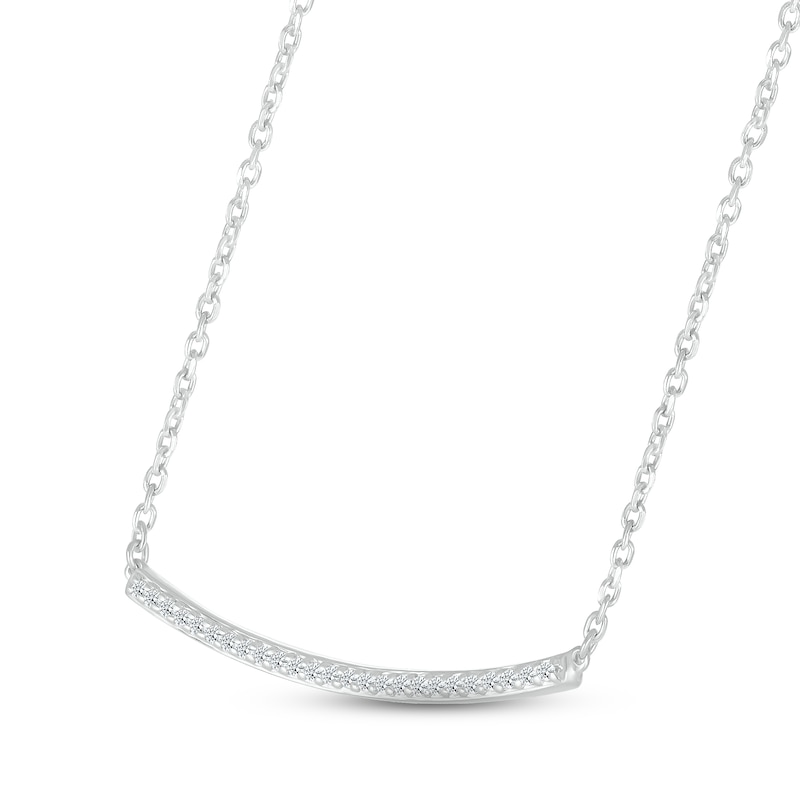Main Image 2 of Diamond Curved Bar Necklace 1/10 ct tw Round-cut Sterling Silver 18&quot;
