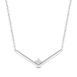 Diamond V Necklace Sterling Silver 18"