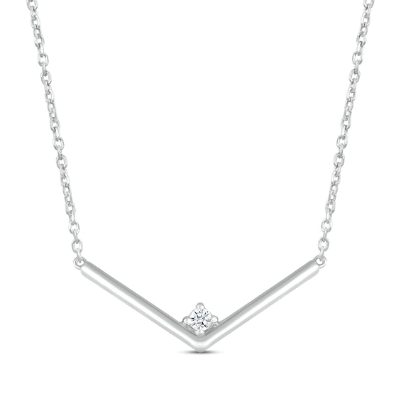Diamond V Necklace Sterling Silver 18"
