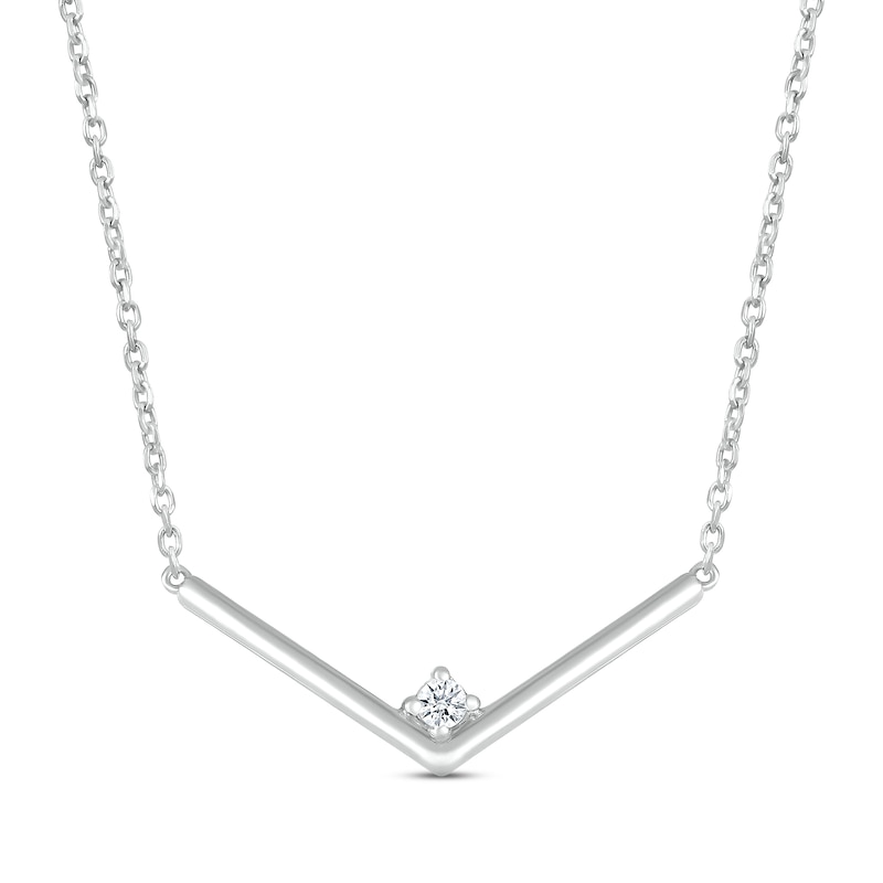Diamond V Necklace Sterling Silver 18"