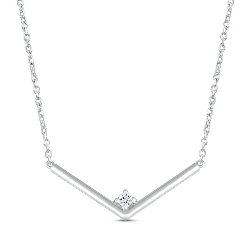 Main Image 1 of Diamond V Necklace Sterling Silver 18&quot;
