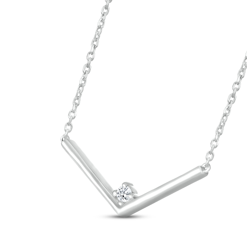 Diamond V Necklace Sterling Silver 18"