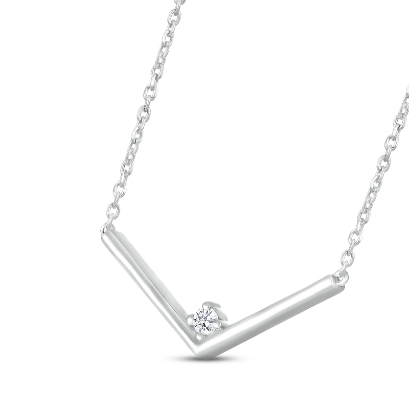 Main Image 2 of Diamond V Necklace Sterling Silver 18&quot;