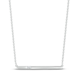 Diamond Bar Necklace Sterling Silver 18"