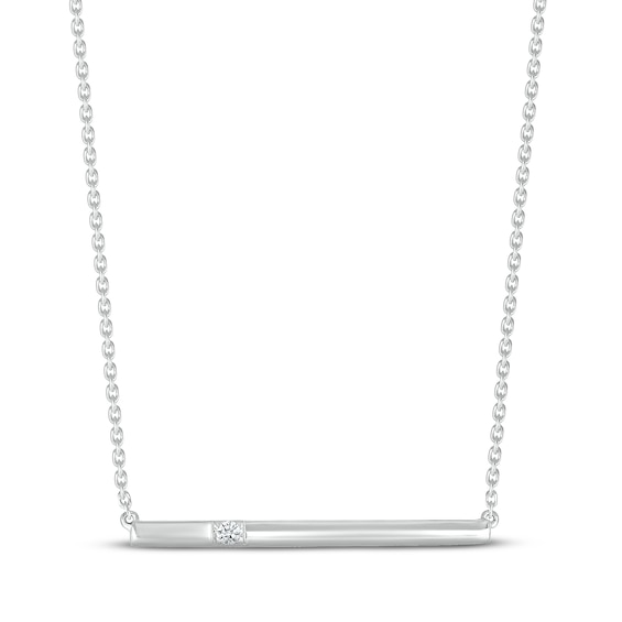 Diamond Bar Necklace Sterling Silver 18"
