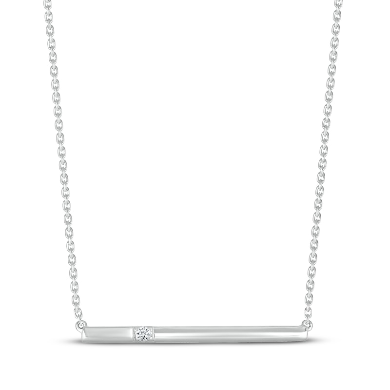 Main Image 1 of Diamond Bar Necklace Sterling Silver 18&quot;