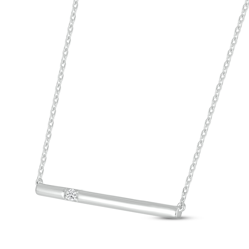 Main Image 2 of Diamond Bar Necklace Sterling Silver 18&quot;