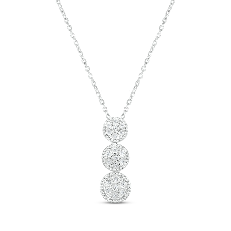 Main Image 1 of Diamond Three Circle Drop Necklace 1/10 ct tw Round-cut Sterling Silver 18&quot;