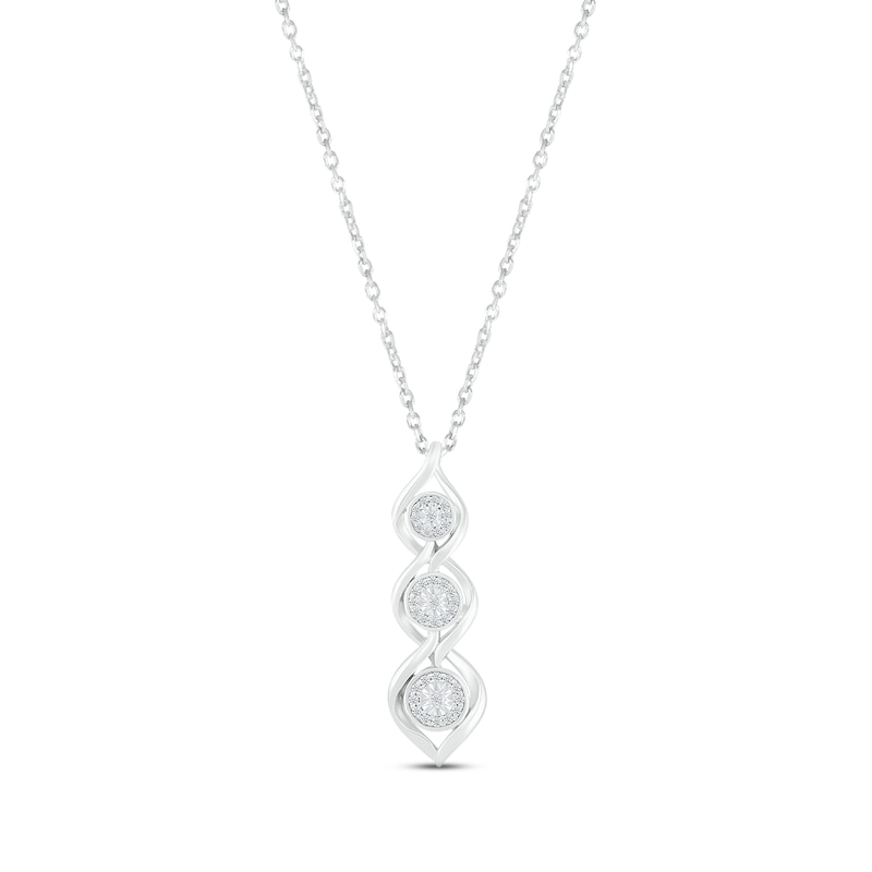 Diamond Twist Drop Necklace 1/10 ct tw Round-cut Sterling Silver 18"