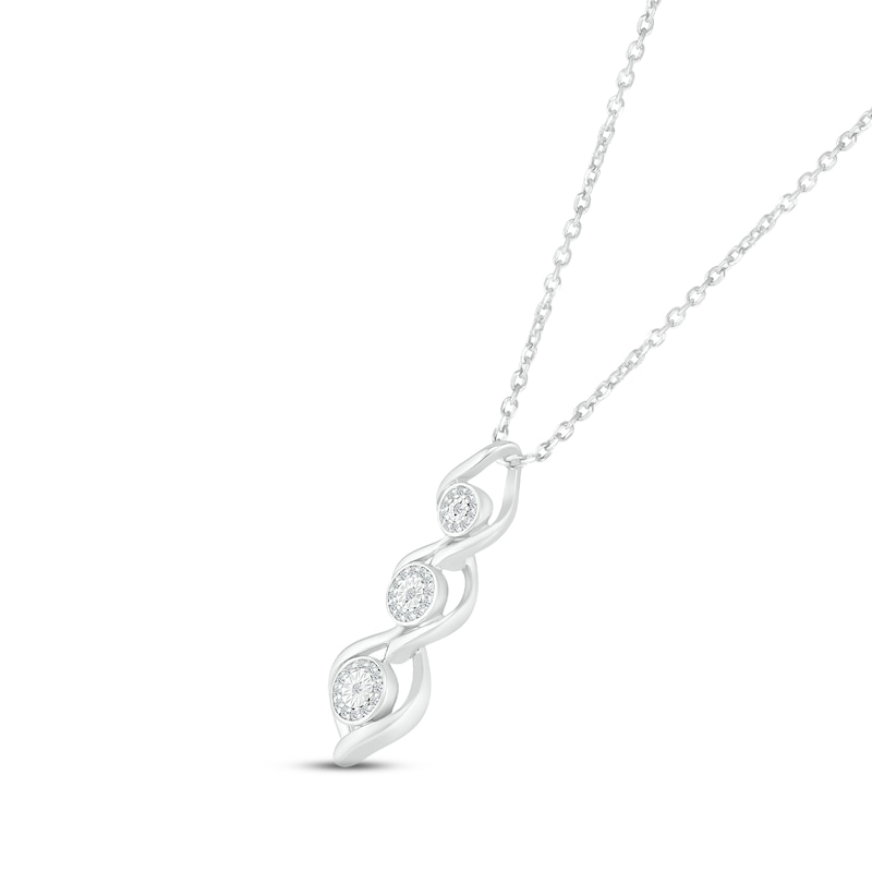Diamond Twist Drop Necklace 1/10 ct tw Round-cut Sterling Silver 18"