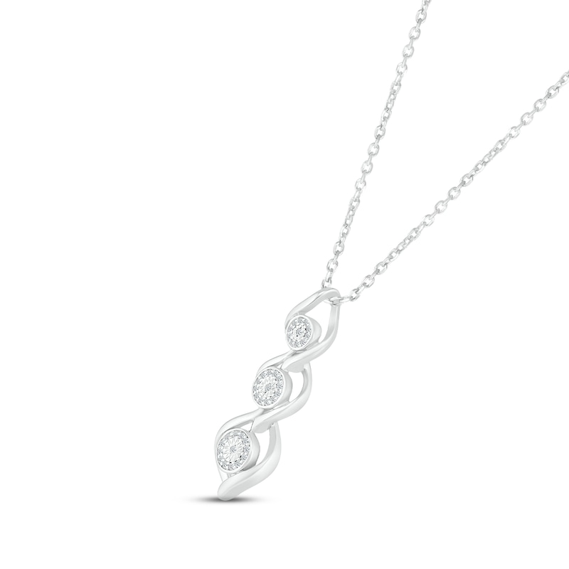 Main Image 2 of Diamond Twist Drop Necklace 1/10 ct tw Round-cut Sterling Silver 18&quot;