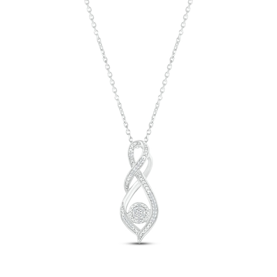 Diamond Twist Infinity Necklace 1/10 ct tw Round-cut Sterling Silver 18"