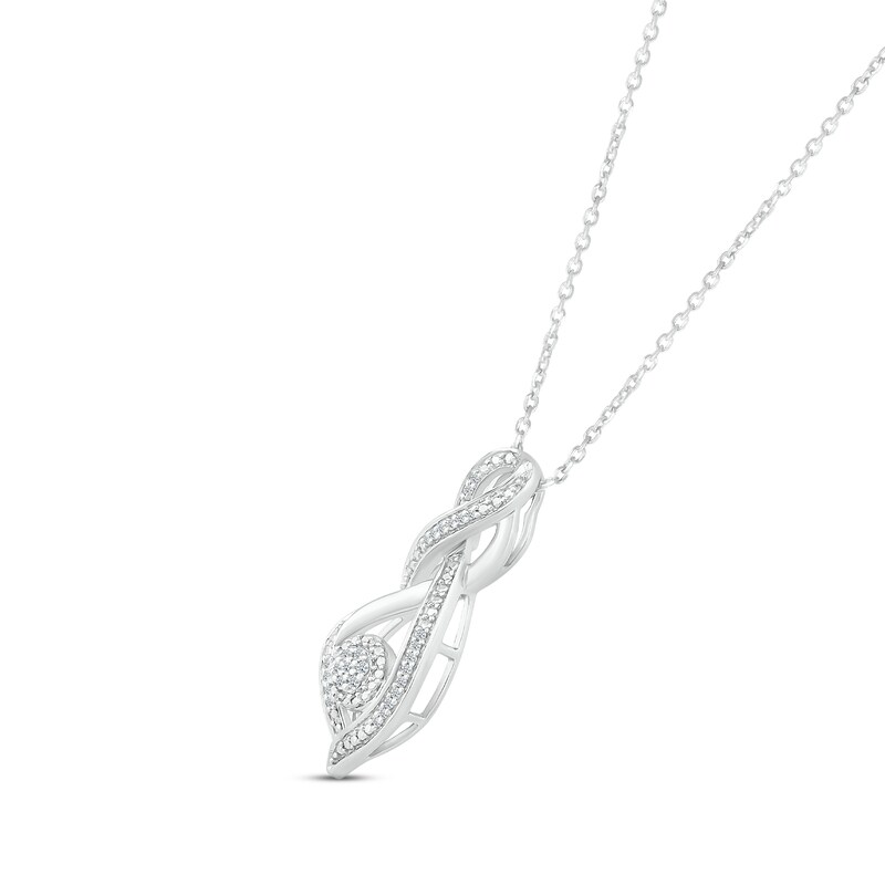 Main Image 2 of Diamond Twist Infinity Necklace 1/10 ct tw Round-cut Sterling Silver 18&quot;