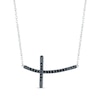 Thumbnail Image 0 of Black Diamond Sideways Cross Necklace 1/10 ct tw Round-cut Sterling Silver 18"
