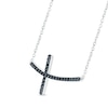 Thumbnail Image 1 of Black Diamond Sideways Cross Necklace 1/10 ct tw Round-cut Sterling Silver 18"