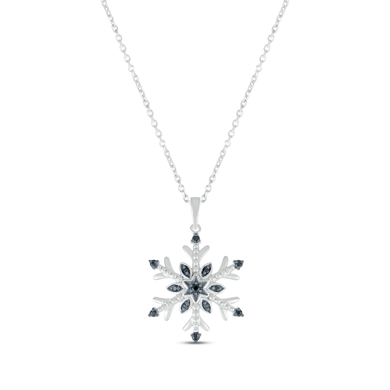 Main Image 1 of Black Diamond Snowflake Necklace 1/10 ct tw Round-cut Sterling Silver 18&quot;