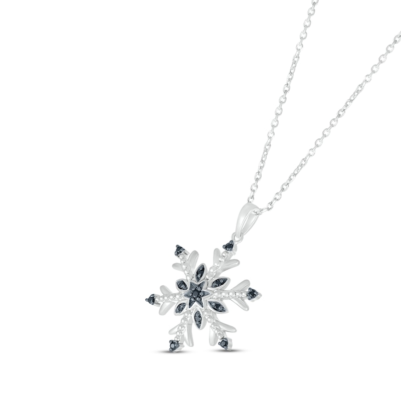 Black Diamond Snowflake Necklace 1/10 ct tw Round-cut Sterling Silver 18"