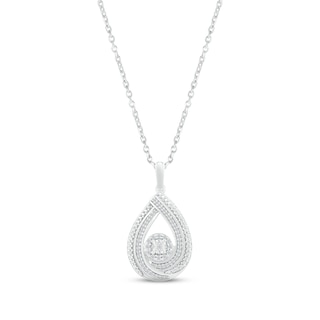 Diamond Teardrop Necklace 1/6 ct tw Round-cut Sterling Silver 18"