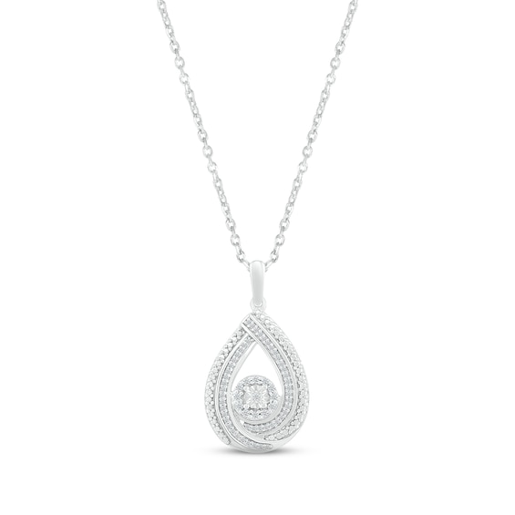 Kay Diamond Teardrop Necklace 1/6 ct tw Round-cut Sterling Silver 18"