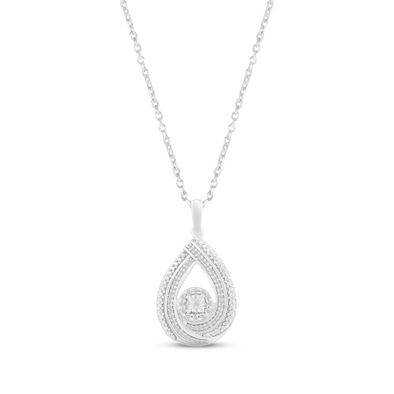 Diamond Teardrop Necklace 1/6 ct tw Round-cut Sterling Silver 18"
