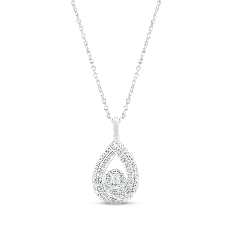 Main Image 1 of Diamond Teardrop Necklace 1/6 ct tw Round-cut Sterling Silver 18&quot;