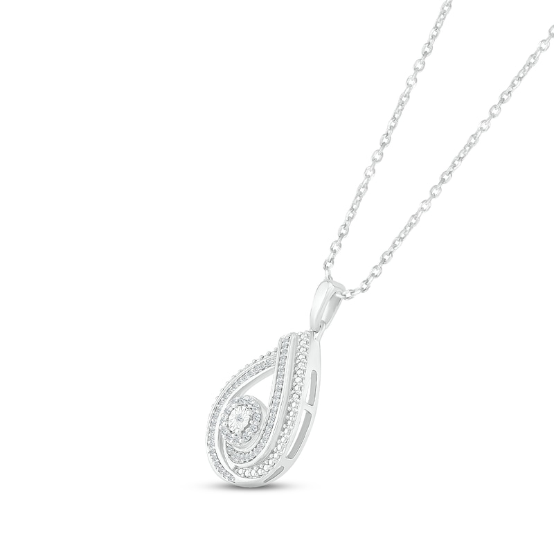 Main Image 2 of Diamond Teardrop Necklace 1/6 ct tw Round-cut Sterling Silver 18&quot;