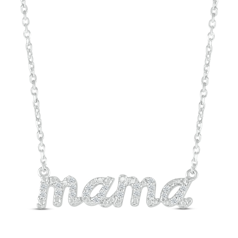 Diamond "Mama" Necklace 1/10 ct tw Round-cut Sterling Silver 18"