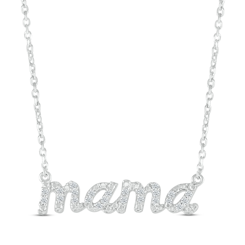 Main Image 1 of Diamond &quot;Mama&quot; Necklace 1/10 ct tw Round-cut Sterling Silver 18&quot;