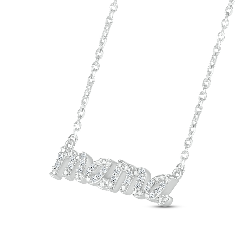 Diamond "Mama" Necklace 1/10 ct tw Round-cut Sterling Silver 18"