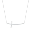Thumbnail Image 1 of Diamond Sideways Curved Cross Necklace 1/8 ct tw Round-cut Sterling Silver 18&quot;