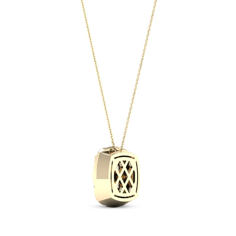 Multi-Diamond Quilted Cushion Necklace 3/8 ct tw Square-cut 10K Yellow Gold 18"