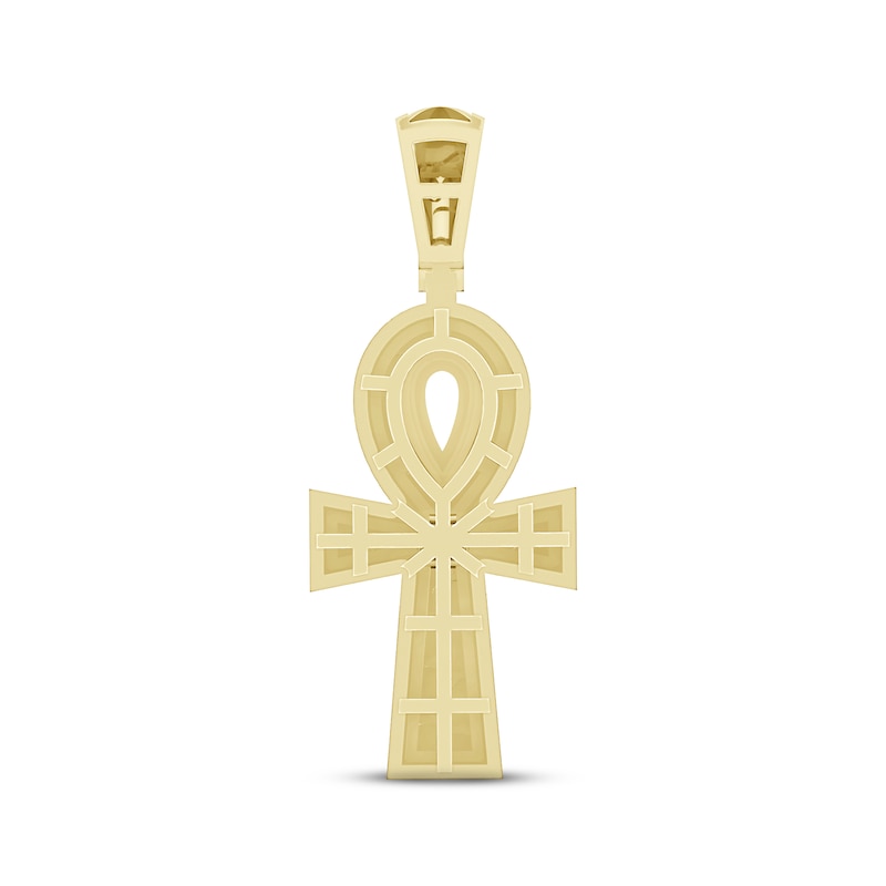 Main Image 4 of Men's Diamond Ankh Cross Charm 1/4 ct tw Round-cut 10K Yellow Gold
