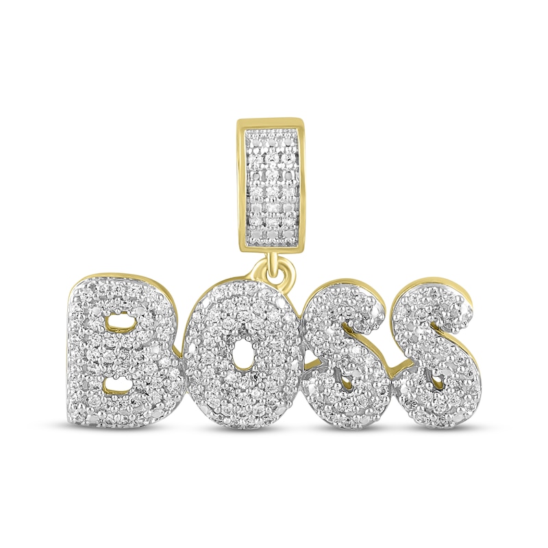Main Image 1 of Men's Diamond &quot;Boss&quot; Charm 1/2 ct tw Round-cut 10K Yellow Gold