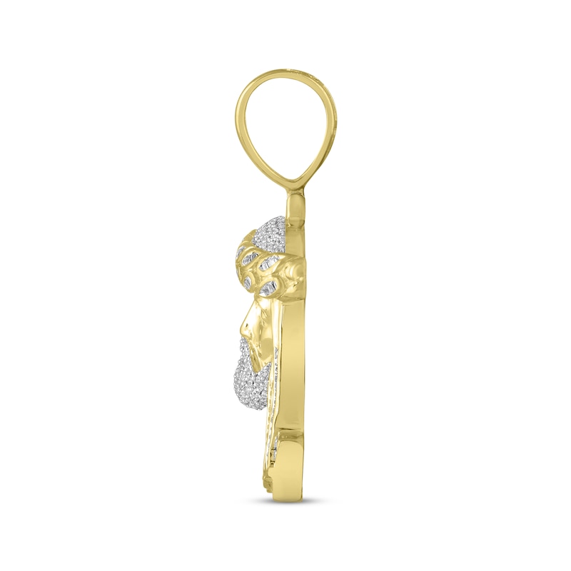 Main Image 3 of Men's Diamond Face of Christ Charm 1 ct tw Round & Baguette-cut 10K Yellow Gold