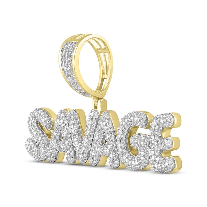 Main Image 2 of Men's Diamond &quot;Savage&quot; Charm 1/2 ct tw Round-cut 10K Yellow Gold