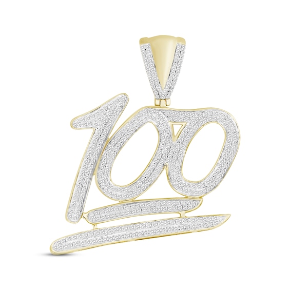 Men's Diamond "100" Charm 1 ct tw Round-cut 10K Yellow Gold