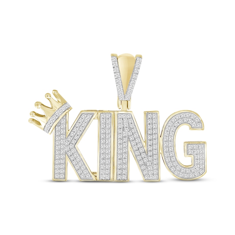 Main Image 1 of Men's Diamond &quot;King&quot; Charm 1/2 ct tw Round-cut 10K Yellow Gold